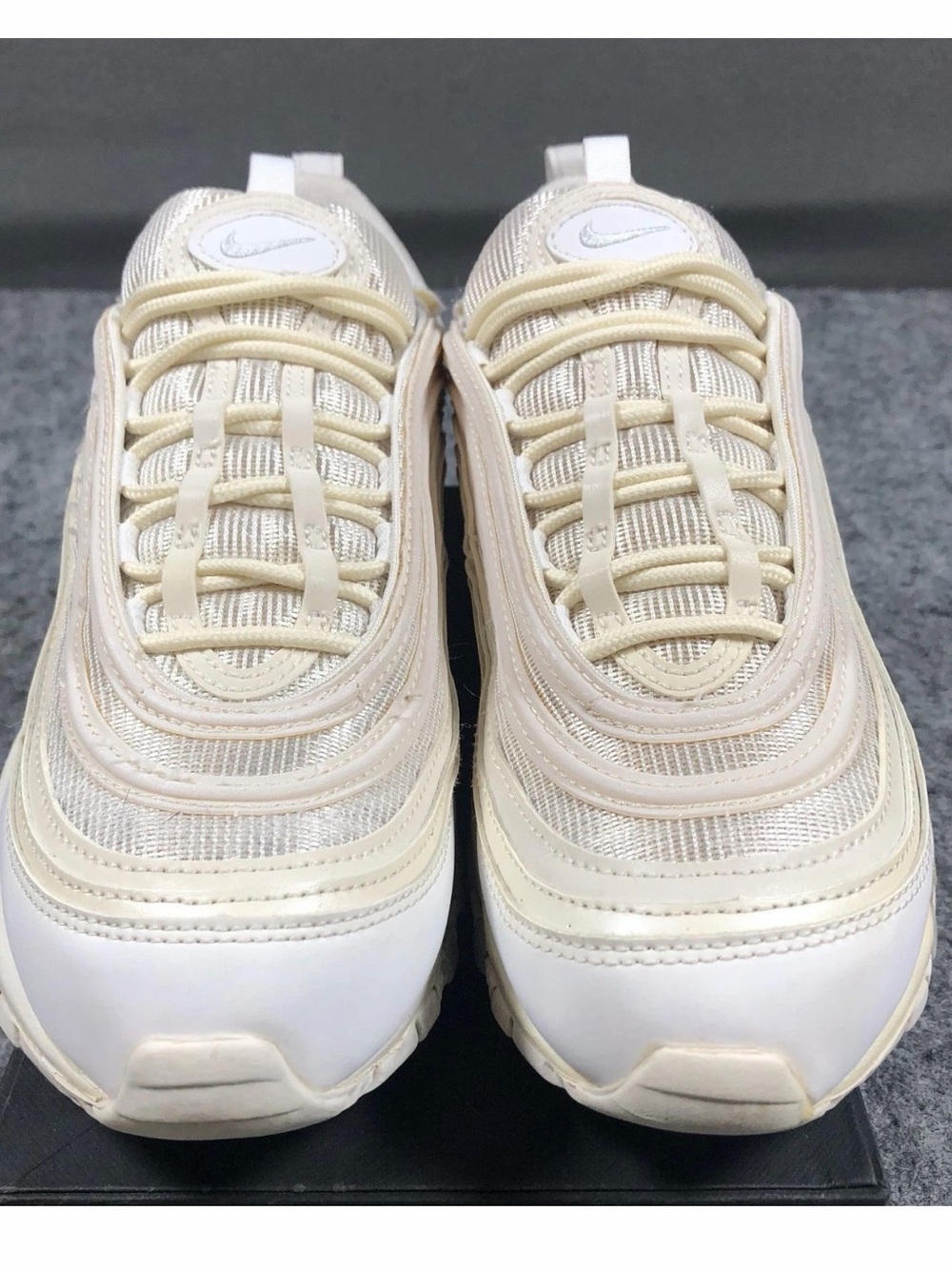 Nike Air Max 97 Shoes Womens 8.5 White Cream Mesh Running Sneakers - Picture 4 of 7
